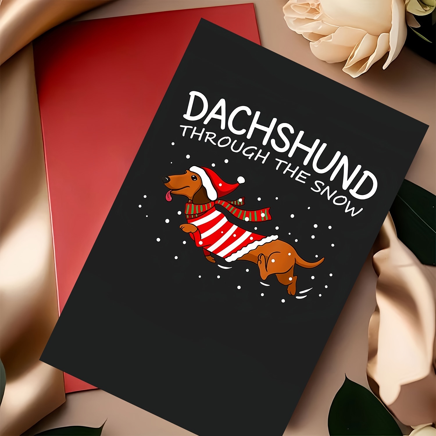 

Funny Dachshund Through The Snow Holiday Greeting - Festive Christmas With Envelope For Family, Friends, Colleagues, Boss, - Paper Greetings For Season, Parties & Holidays