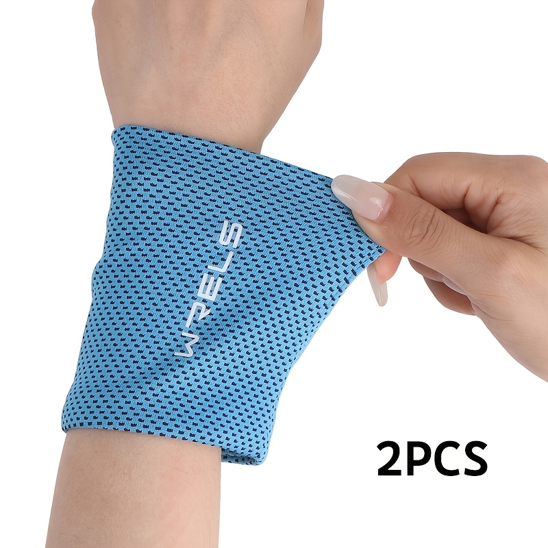 Image of 2pcs Wrels Wrist Support | Unisex Sweat Wiping Cool Wrist Bandage, , Breathable & Lightweight , Suitable For Yoga, Fitness, Basketball, Outdoor Running Accessory, Polyester