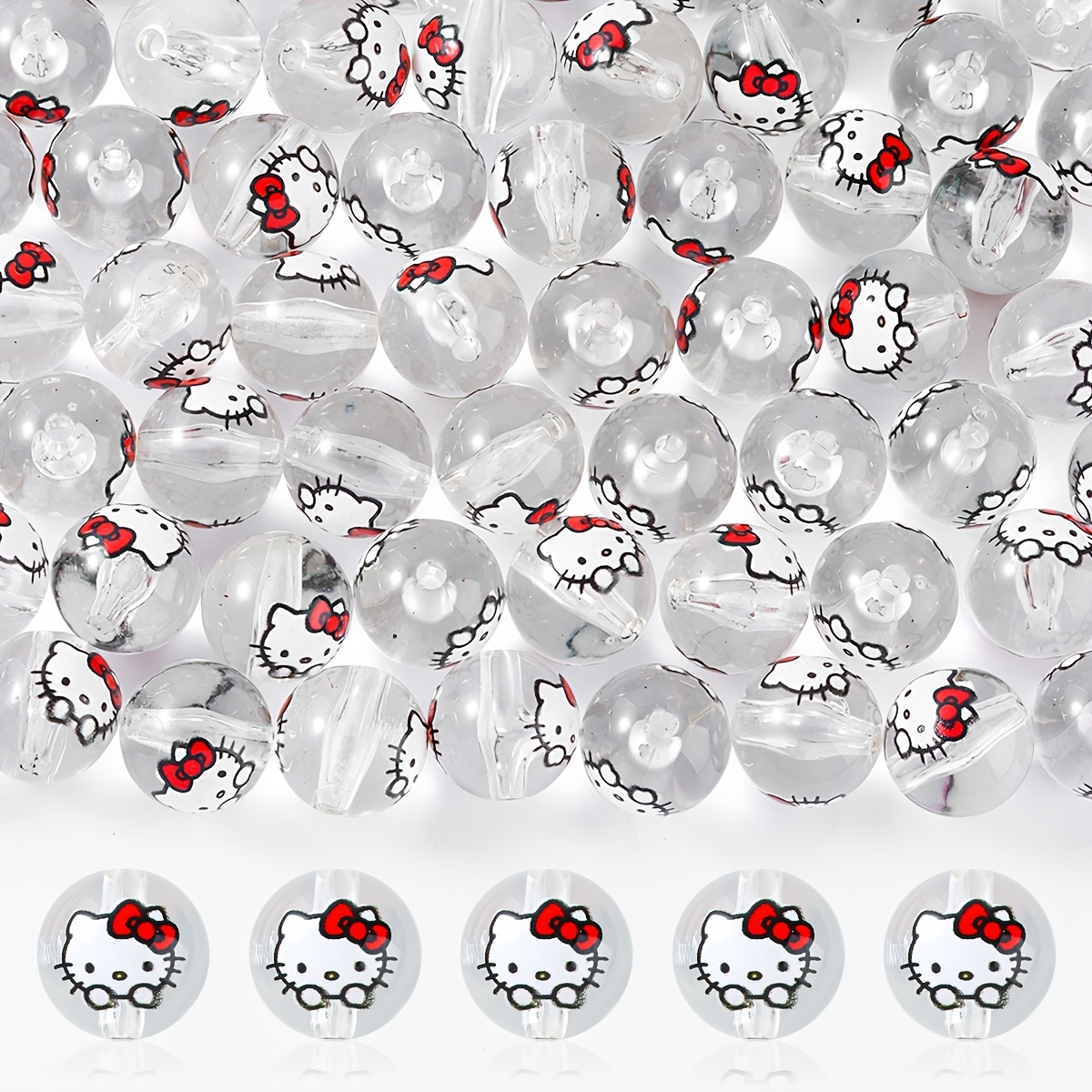 

20pcs Sanrio Hello Kitty Plastic Beads, Cartoon Anime Charms For Making, Keychains, Earrings, Bracelets, Necklaces, Creative Gifts