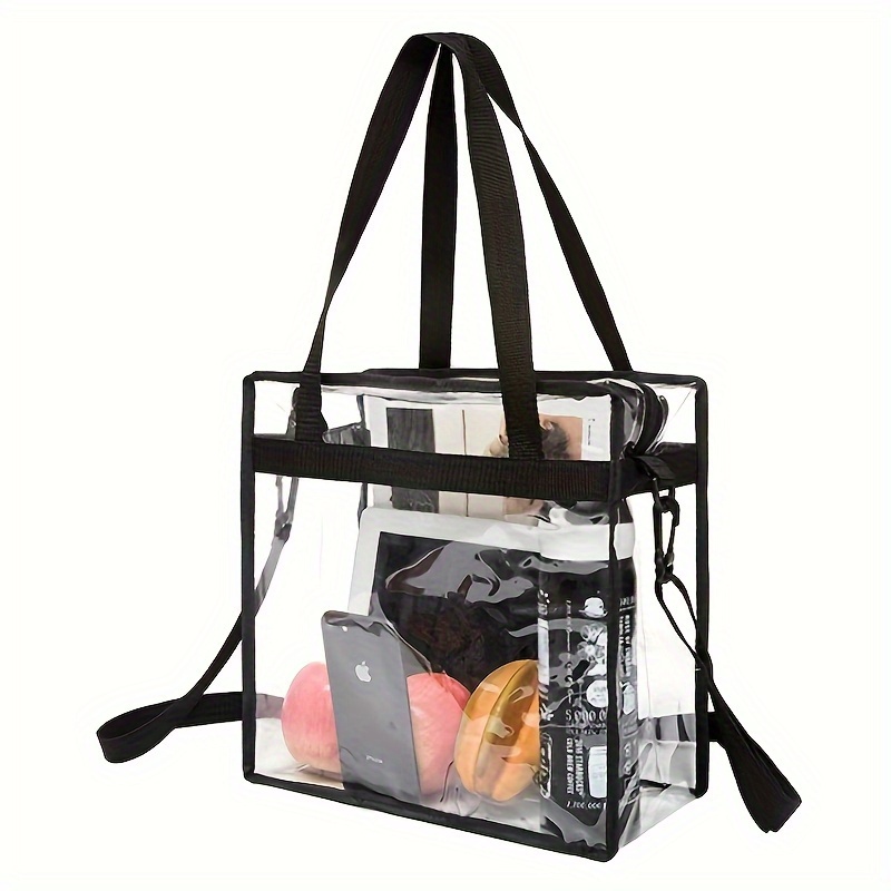 

Clear Pvc Tote Bag With Adjustable Strap, Transparent Crossbody Shoulder Bag, Zipper Closure, Stadium Approved, Handbag Messenger Bag