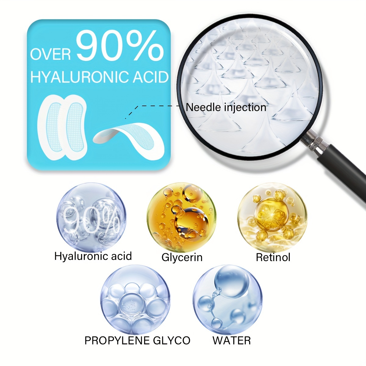 1 Pair Hyaluronic Acid Microneedle Eye Patches, Microcrystalline