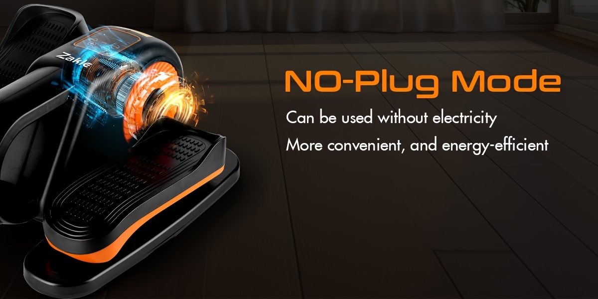 Zakle Under Desk Elliptical Machine, Elliptical Leg Exerciser W/Remote Control & 12 Adjustable Speeds, No-Installation Electric Seated Pedal Exerciser, Elliptical Training Machine 02, Without Battery