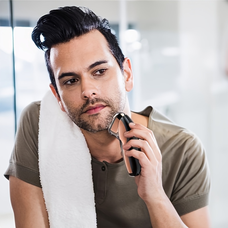 HATTEKER Electric Shaver for Men, Portable USB Rechargeable Razor with LCD Display, Floating Beard Trimmer, 600mAh Lithium Battery, Home Use Grooming Kit