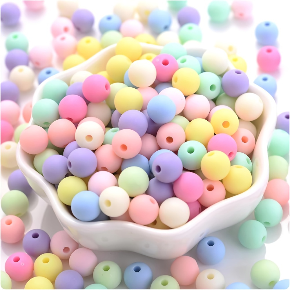 

250//50/30/20pcs/set Candy Color Acrylic Round Frosted Beads 6/8/10/12/14mm Colourful Loose Spacer Beads For Making Bracelet Necklace Accessories