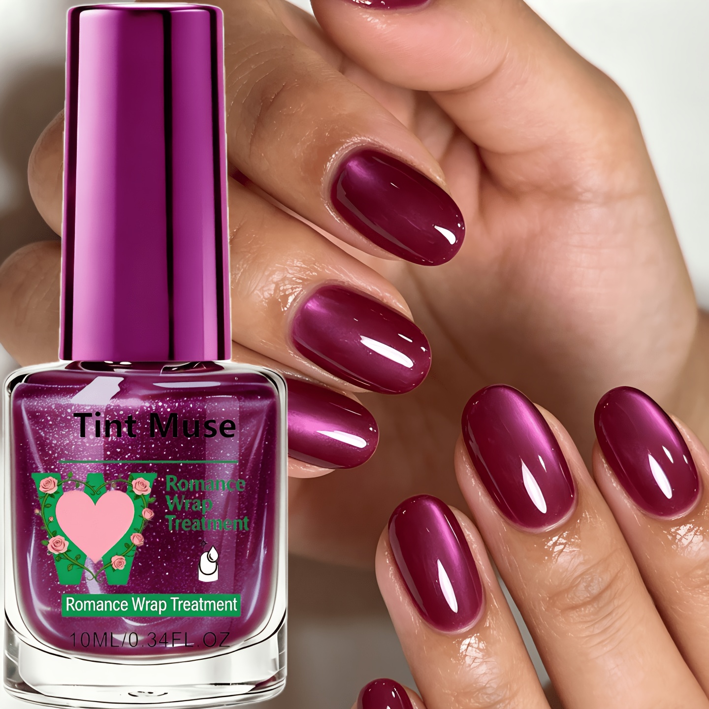 Glass Bead Cherry Color Nail Strengthener 10ml - Natural Drying, Strengthens Natural Nails, Versatile For Daily Use, Party , Pearlescent High Gloss, Enjoy Salon Results At Home