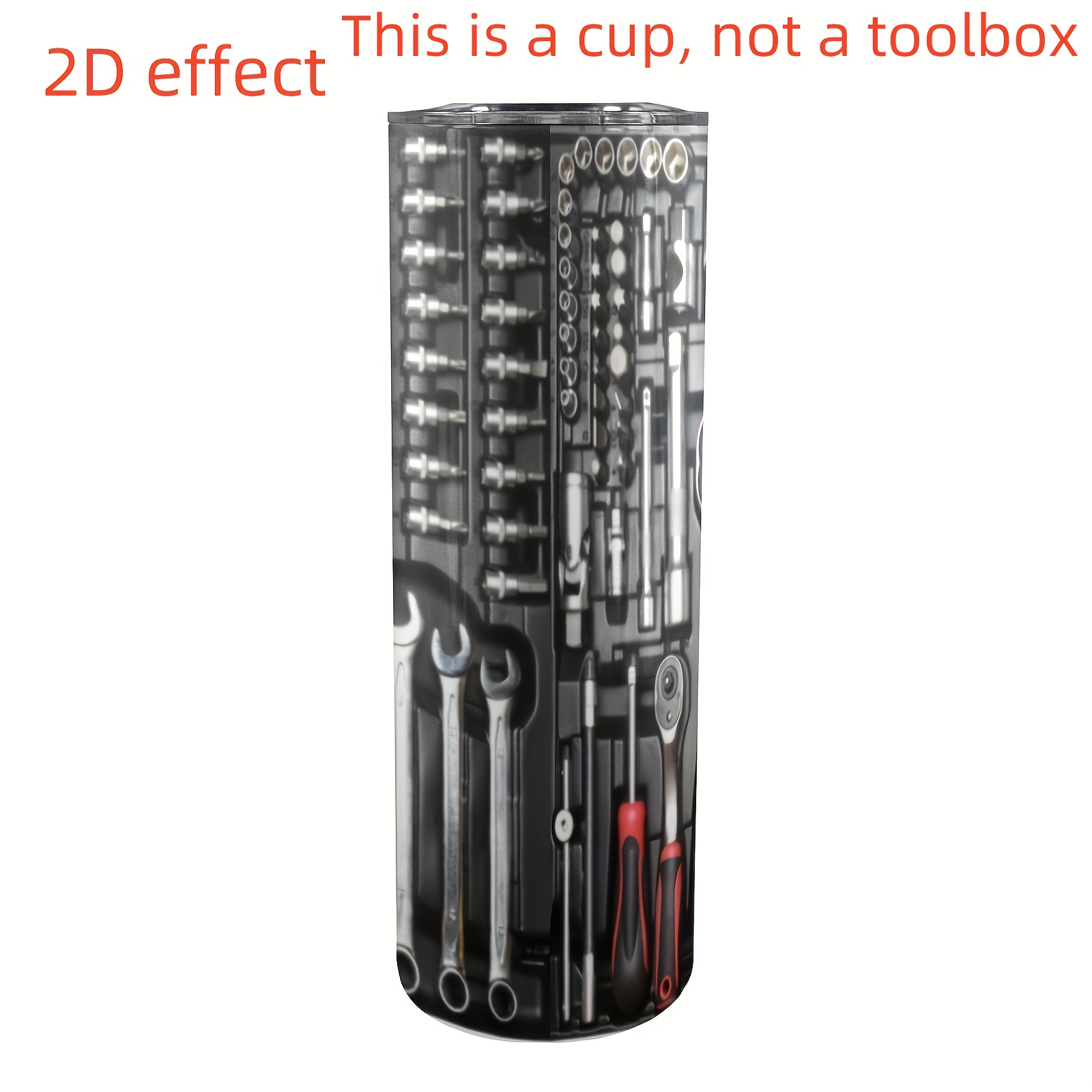 Image of 1pc 20oz, 2d Effect Toolbox, Stainless Steel Insulation Car Cup, Insulation Tumbler Cup With Lid Travel Coffee Mugs, Gift Car Outdoor Tumbler Water Bottle, Gifts For