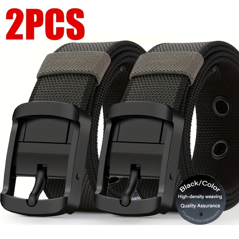 E-shop 2er-Pack CKIRUV Taktischer Gürtel für Herren mit 360° drehbarer Schnalle – Hochwertiges Nylon, beidseitig verstellbarer Riemen, geeignet für
