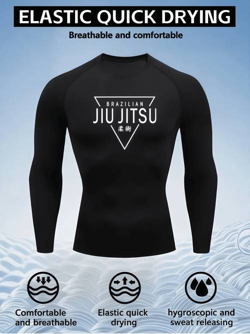 jiuu mens quick dry bjj training suit gi with logo print compression shirt for yoga combat moisture wicking high martial arts uniform hand washable