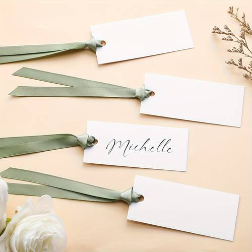 32 66 blank wedding with ribbon elegant pastel colors beige green for weddings banquets parties formal events table decor gift tags reserved table cards wedding table decorations banquet table settings sophisticated design decorative ribbon accent