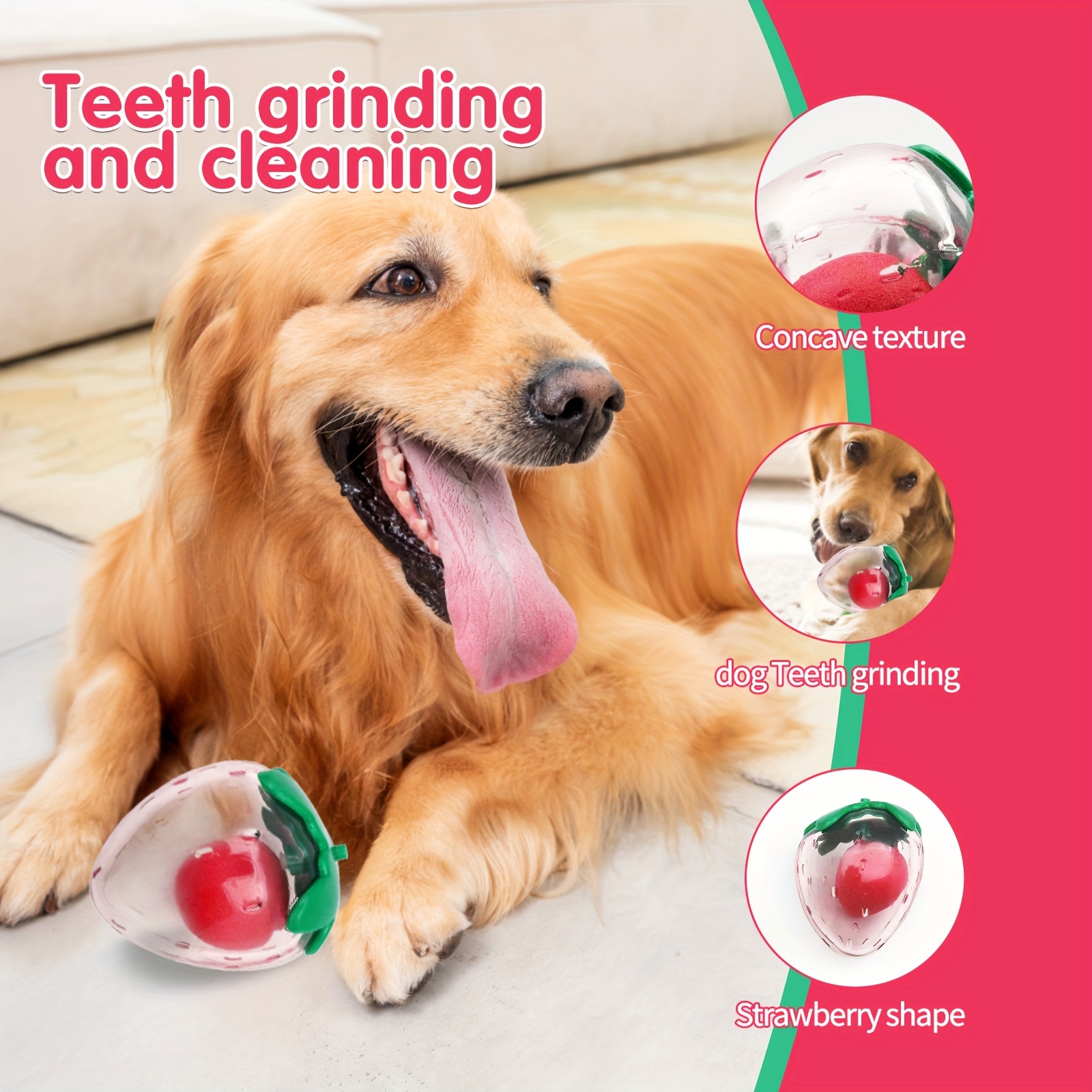 Strawberry-Shaped Pet Toy with Squeaky Ball Inside