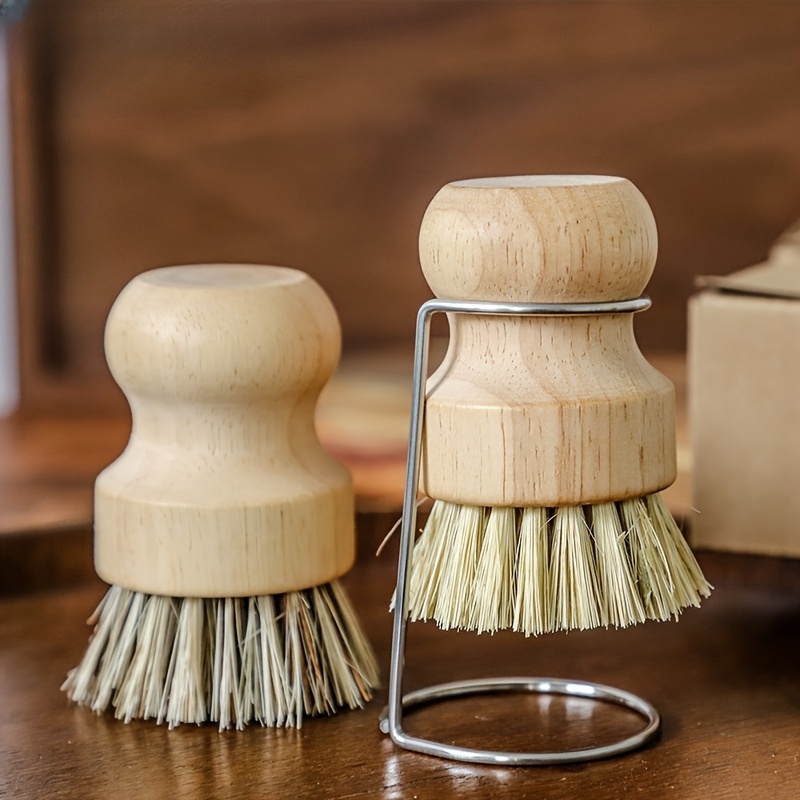 

High-quality Fiber Dish Brush With Wooden Handle And Drain Stand - Kitchen, Bathroom & Car Cleaning, Bathroom Cleaning Tools