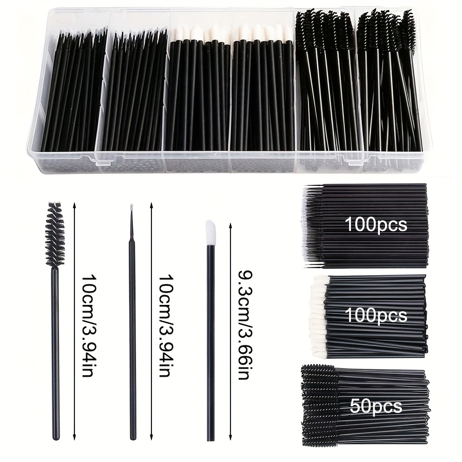 250pcs makeup tools kit eyebrow brush eyelash mascara wands lipstick lip brush disposable eyeliner eyeshadow lash extension applicators makeup accessories with organizer container box details 3