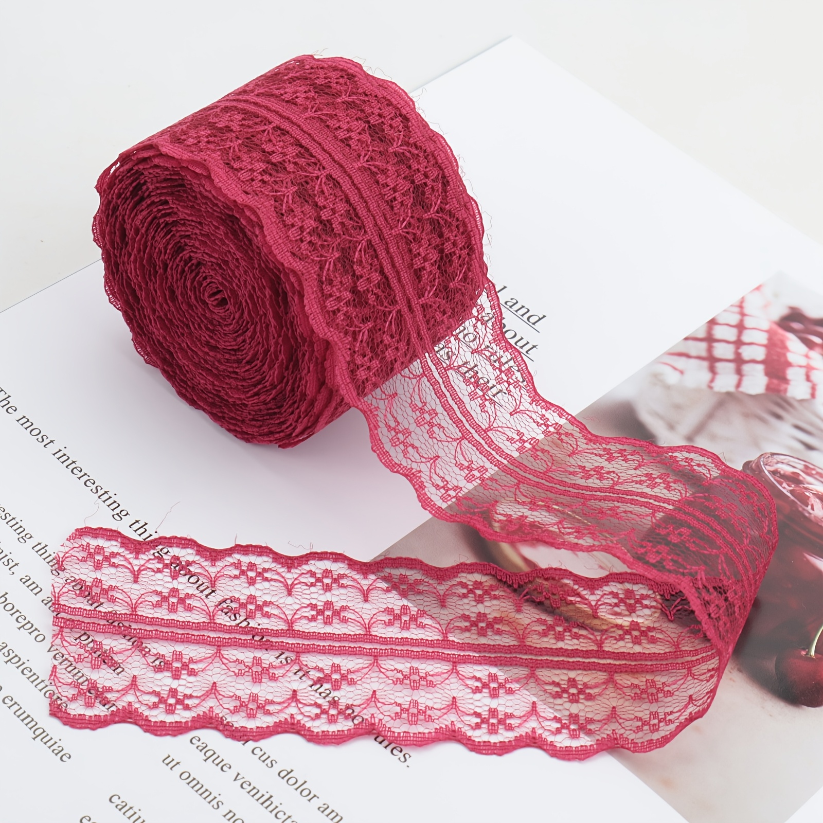 カラフルレースとリボンセット レースリボン フラワーモチーフカラフルレース 幅45mm 約9m