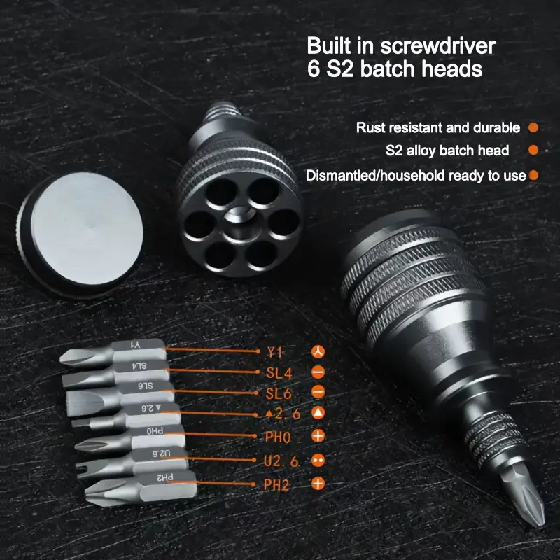 1pc 7-in-1 multi-head screwdriver set with magnetic tip storage & mechanism - heavy-duty construction, compact & portable design for home, bike, furniture repairs - waterproof & tool with ergonomic handle (no battery/electricity required) Product details 1