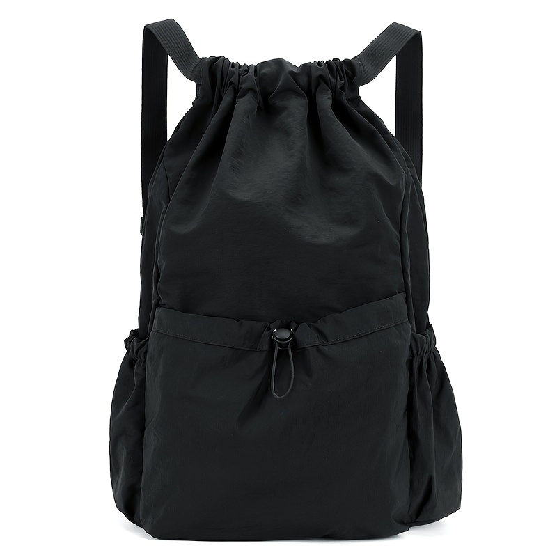 TEMU 1pc Multi-functional Drawstring Backpack For Women Men, Lightweight Foldable Space- Gym Sports Sackpack Multi-pocket, Durable Casual Travel Book