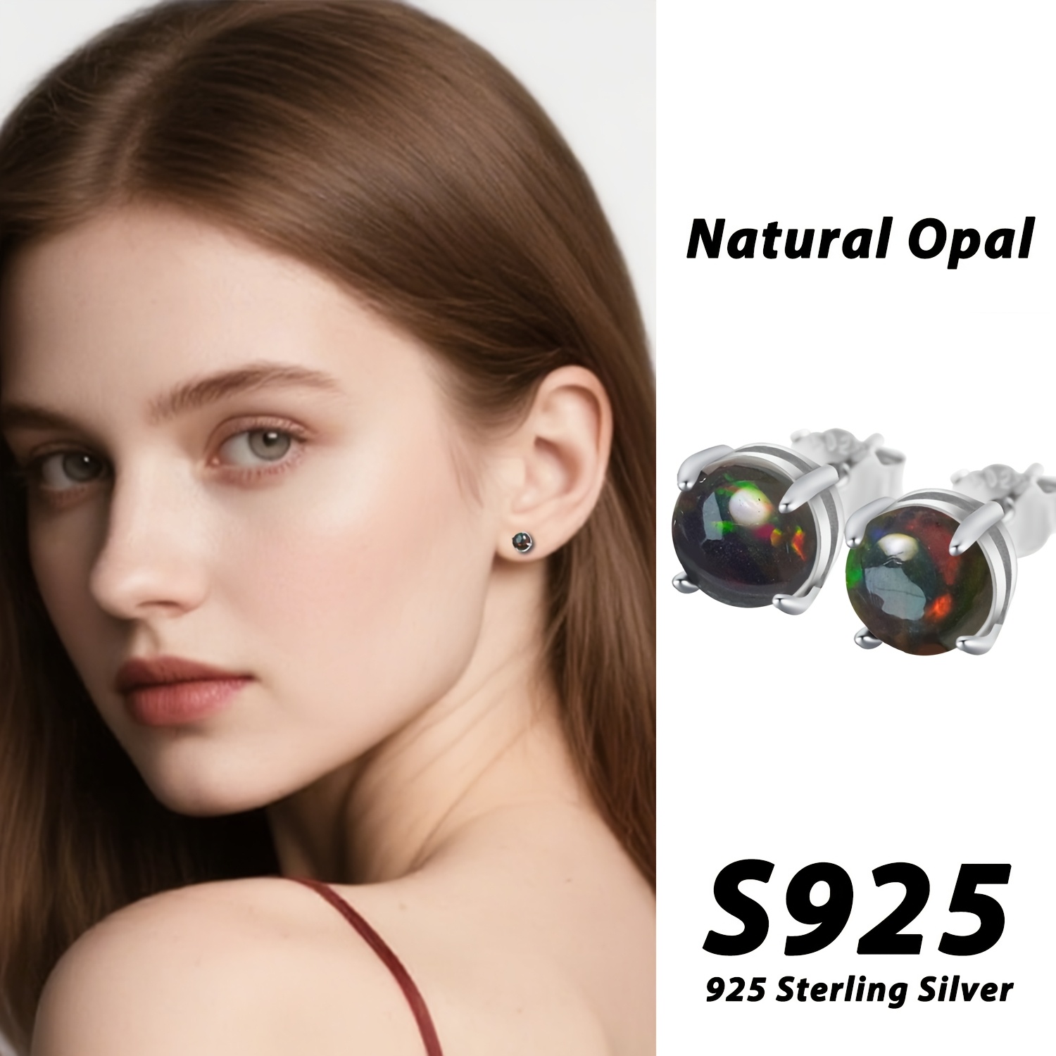 natural   s925 silver earrings 4 prong inlay 0 24 inch natural   october birthstone   everyday accessories Product details 2