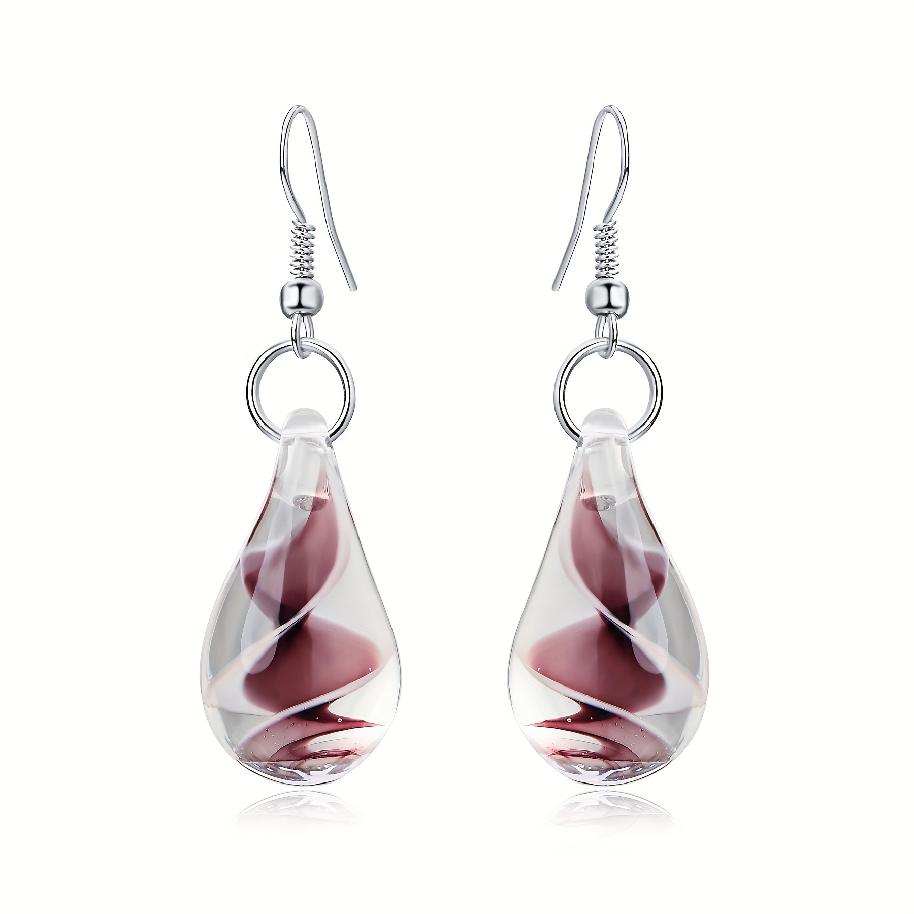 Women's Creative Glass Teardrop Pendant Earrings