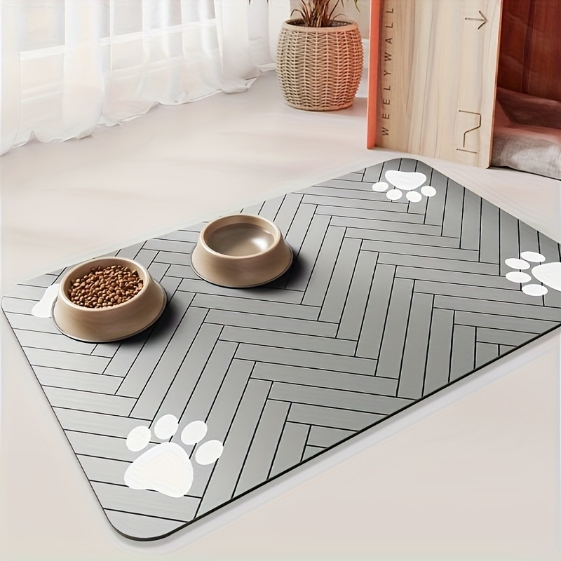 geometric paw print dog food mat non slip quick absorbing pet bowl mat rectangular design suitable for small to medium dogs durable pet accessory Product details 3