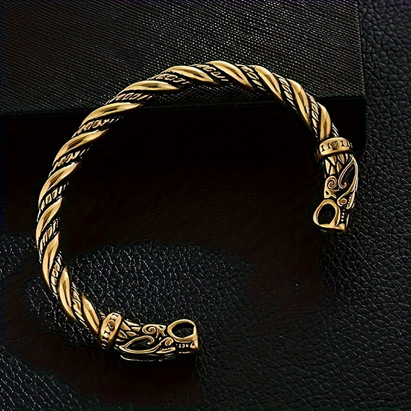 

Men's Vintage Nordic Viking Dragon Head Cuff Bracelet - Antique Silvery Plated Zinc Alloy Viking Jewelry Viking Necklace