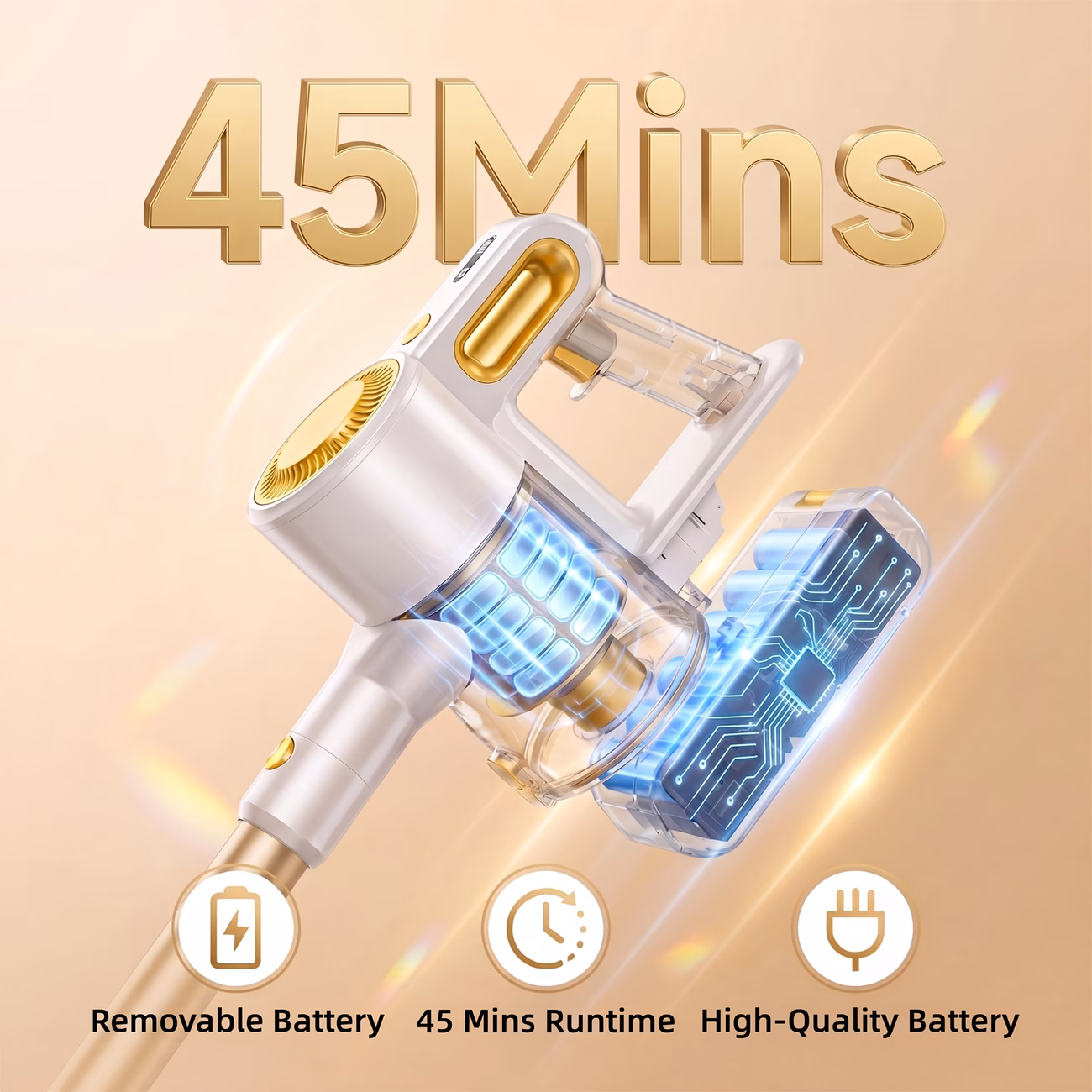 60kpa cordless vacuum cleaner new high suction wireless vacuum 45 min detachable battery anti brush hepa filter led click dust empty lightweight for hair all floor types Product details 6