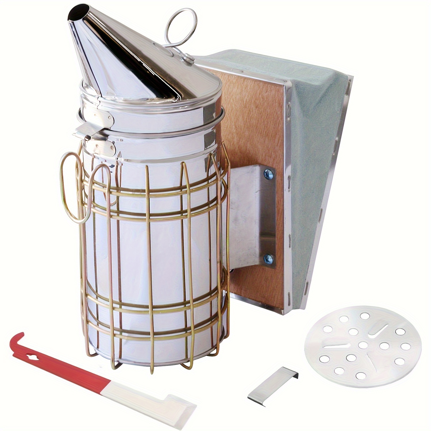 

1 Pack, Bee Hive Smoker Stainless Steel Beekeeper Tool Kit With Heat Shield 2 Type Hive Tools Beekeeping Equipment