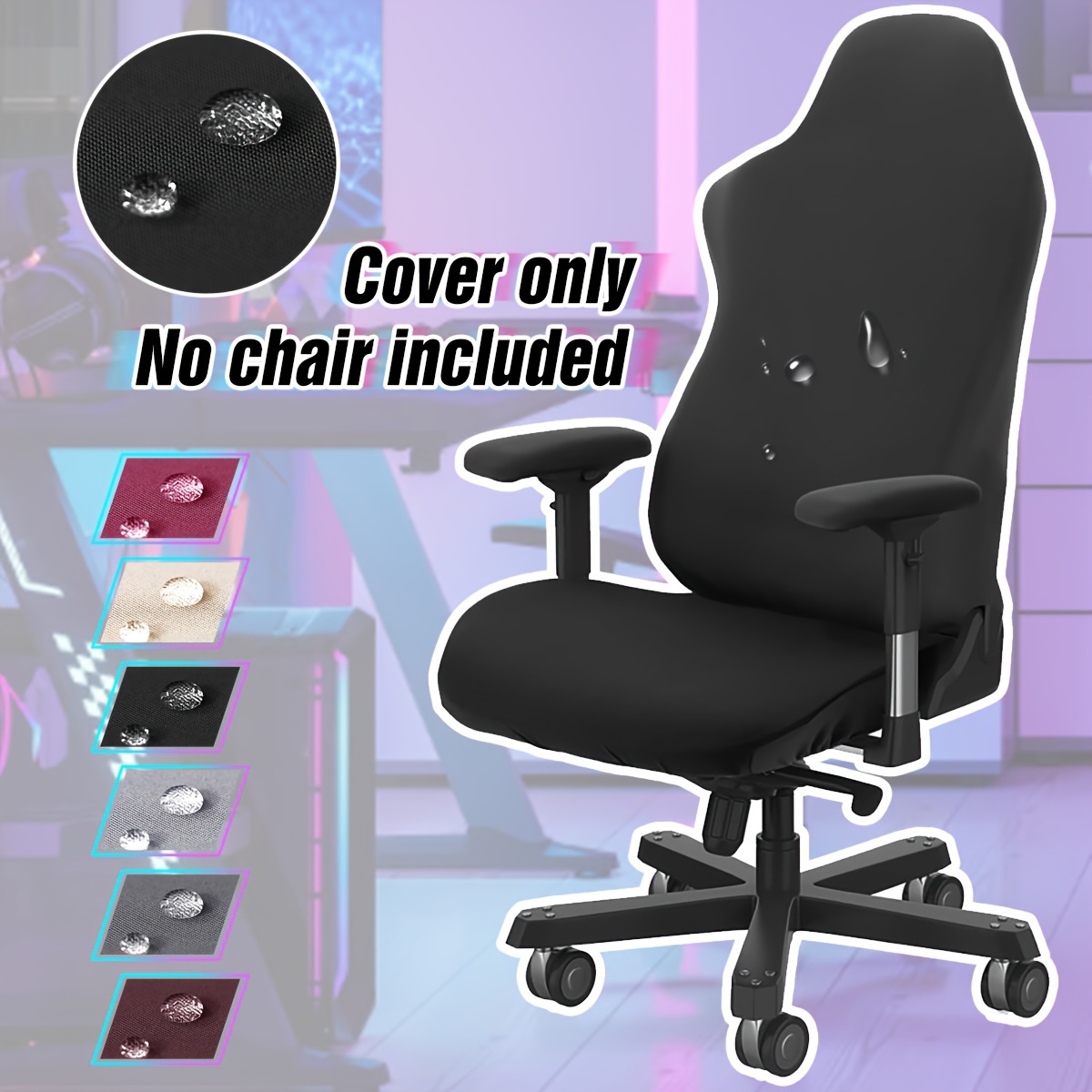 

4pcs Modern Stretch Office Gaming Chair Covers Set, Machine Washable Polyester Spandex Milk Fiber Fabric, Elastic Band Slipcover Grip, Waterproof Seat & Back Protector