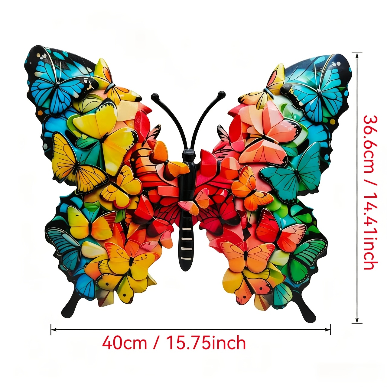 TEMU [2.5D] CITONGING Décoration Murale Papillon Coloré en Fer Forgé, Ornement Suspendu Créatif pour Cour, Jardin Extérieur, Pelouse et Plaque