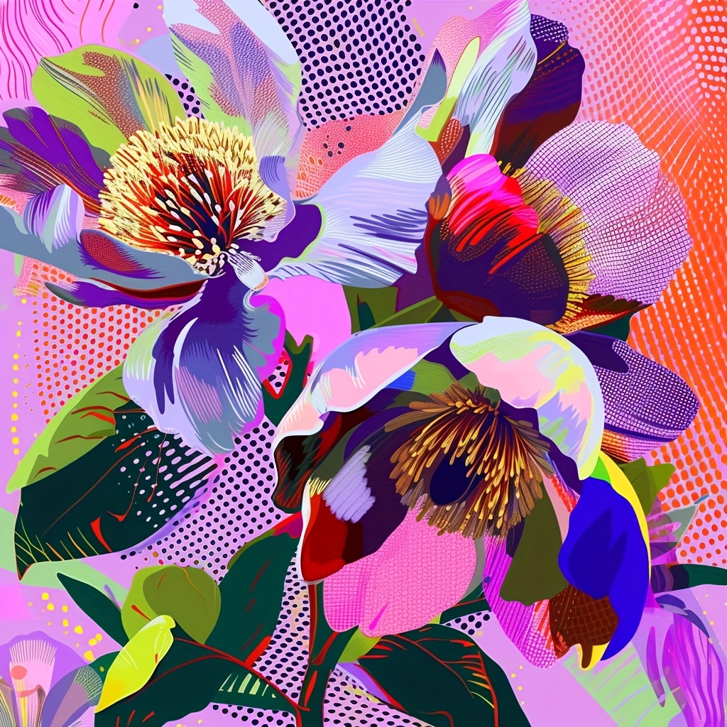 

1pclarge Size 40x40cm/15.7x15.7in Without Frame Diy 5d Artificial Diamond Art Painting Purple Flowers, Full Rhinestone Painting, Diamond Art Embroidery Kits, Handmade Home Room Office Wall Decor