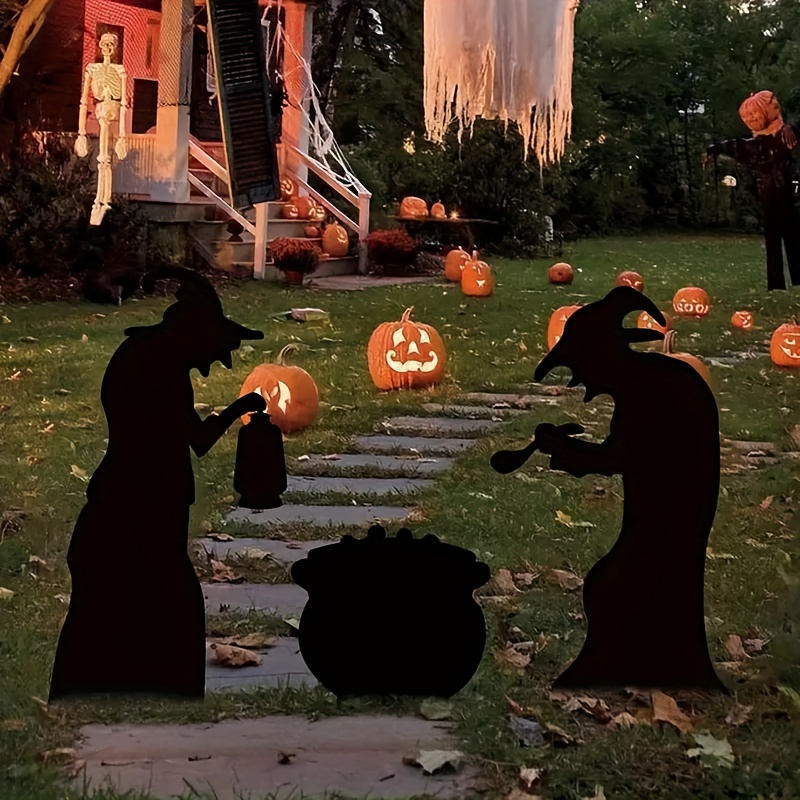 

Spooky Yard Stakes: 3 Pairs Of Black Witch Silhouettes For Outdoor Decor - Perfect For Your Halloween Party!