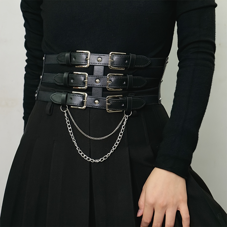Punk Style Faux Leather Waist Harness Belt Adjustable Cincher Y2K Chic 71yXjR5KbKL._AC_SY350_QL65_.jpg main image 2