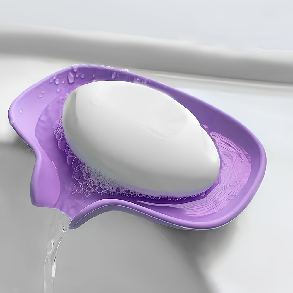 

Self-draining Silicone Soap Dish, 1-pack, Flexible Oval Holder Tray For Bathroom, Waterfall Soap Saver With Non-slip Design