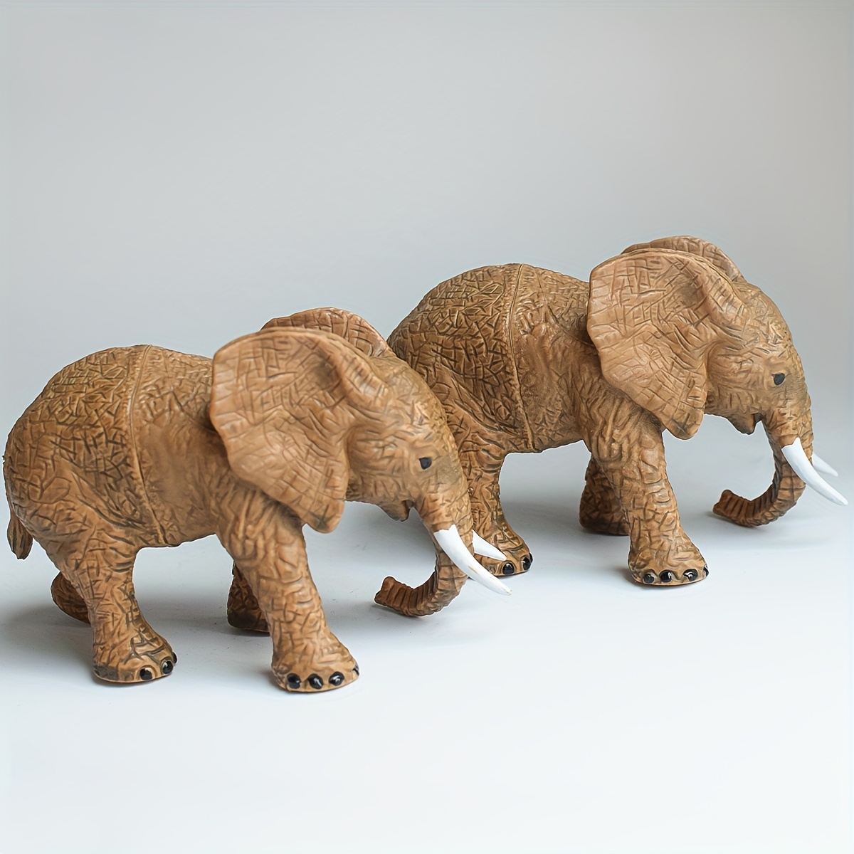 2pcs Realistic & Elephant Statues - Lifelike Pvc Mini Elephant Models With Trunk & , Durable Tabletop Decor For Home/office, , Weddings, - Elephant Pair ( & Calf)