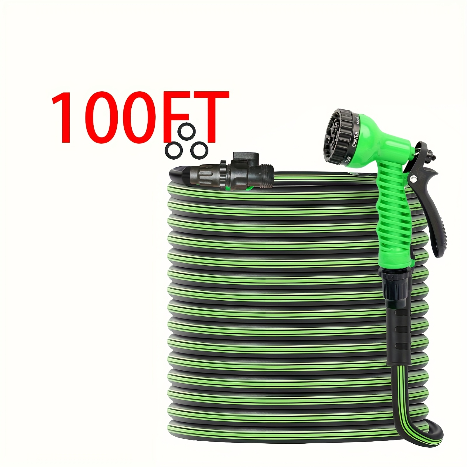 100ft heavy duty garden hose   for cleaning gardening lawn care watering equipment for forestry gardening car and pet washing spray garden hose with 7 multi functional spray nozzles