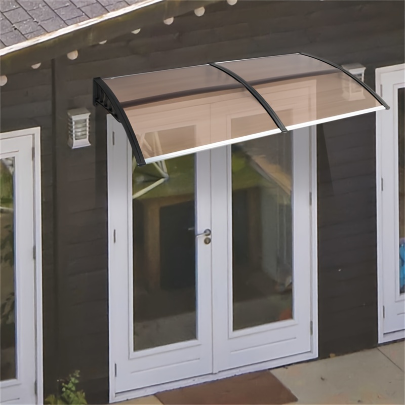 

200 X 100 Cm Household Application Door & Window Rain Cover Eaves Brown Board & Black Holder
