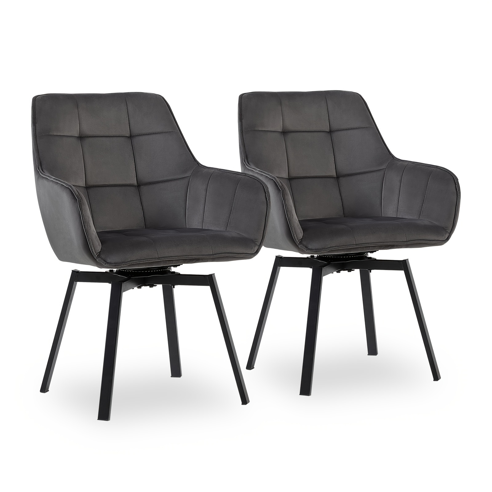 TEMU Swivel Dining Chairs Set Of 2 With , Velvet Thick Padded Upholstered Chairs With Rotatable Metal Legs For Home Kitchen, Office Reception,