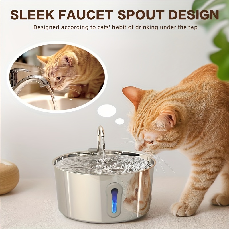 

Stainless Steel Cat Water Fountain, 135oz/4l Automatic Pet Fountain Dog Water Dispenser With Ultra- & 2 Replacement Filters & For Cats Inside, Dogs, Multiple Pets