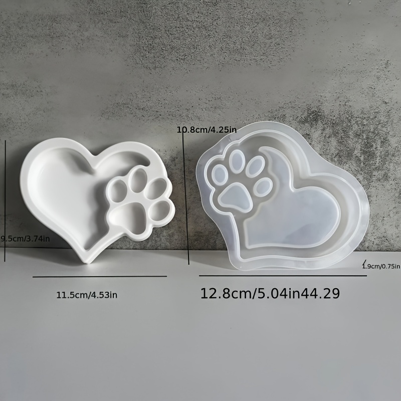 E-shop Unregelmäßige Pfotenabdruckform mit detaillierten Katzenpfoten - Flexible Silikonformen für DIY Schmucktabletts, Kerzenhalter, Harzguss,