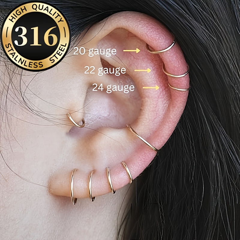 TEMU 6pcs Small Earring Set, Suitable For Women, For Cartilage, Helix, And Tragus Piercings