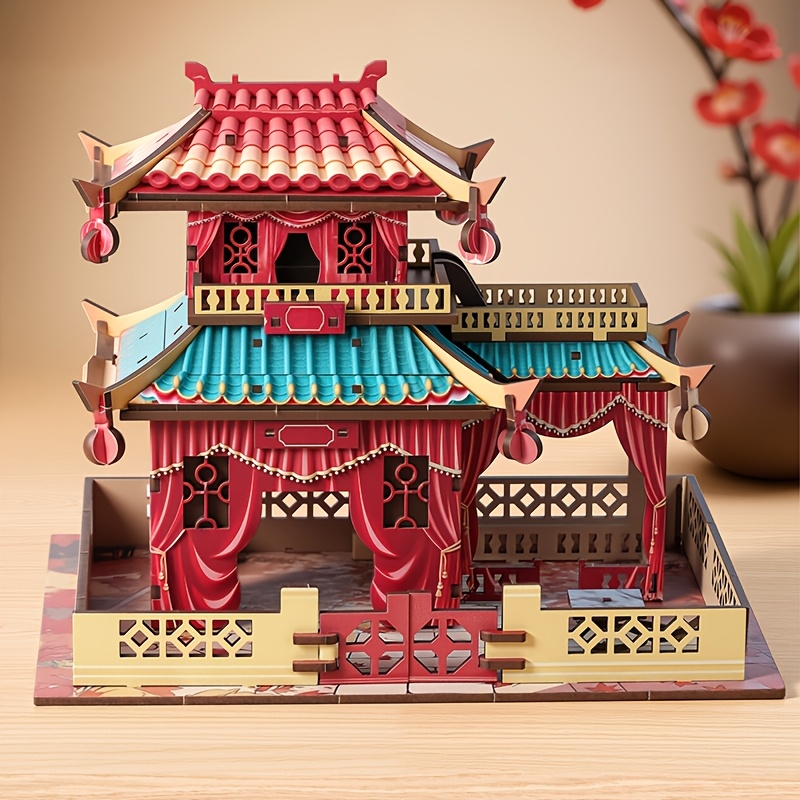3D Wooden China-Chic Vintage-Style Pavilion Model Kit