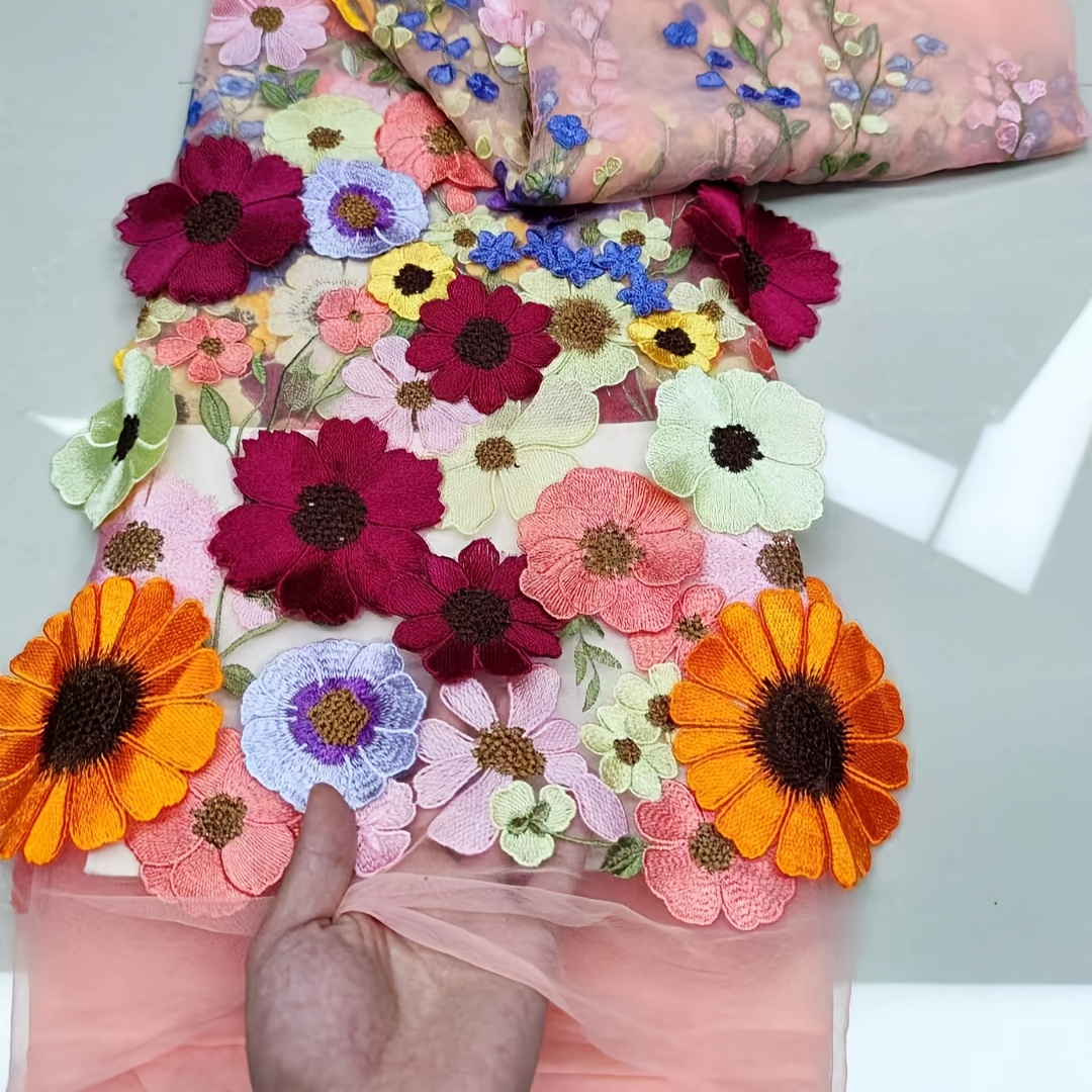 flower embroidered mesh