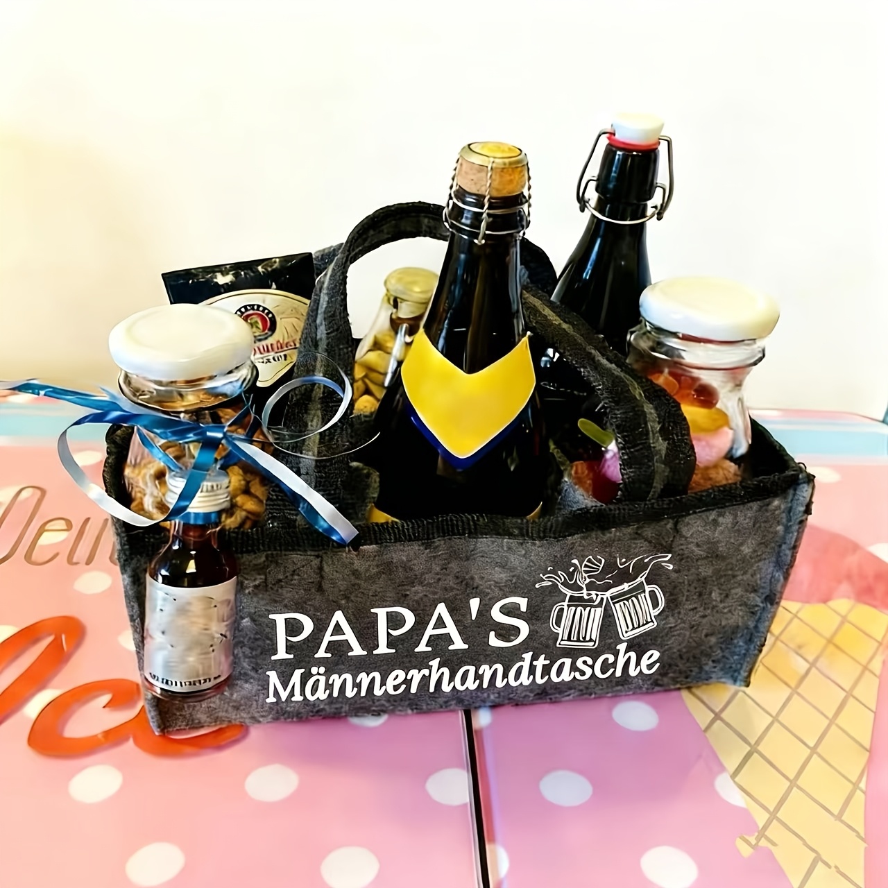 E-shop Deutsche Filzhandtasche mit 6 Fächern, für Vatertag, Weihnachten, Geburtstag oder als Geschenk, Dunkelgrau, Weihnachtsgeschenktüte,