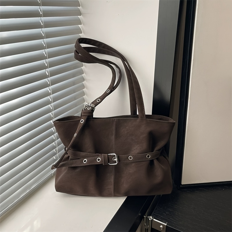 TEMU Mufy Women's Large Capacity Crossbody Tote Bag & Handbag - Punk Style Suitable For Commuting, Travel,,, Zipper Closure, / /, With Tote Shoulder
