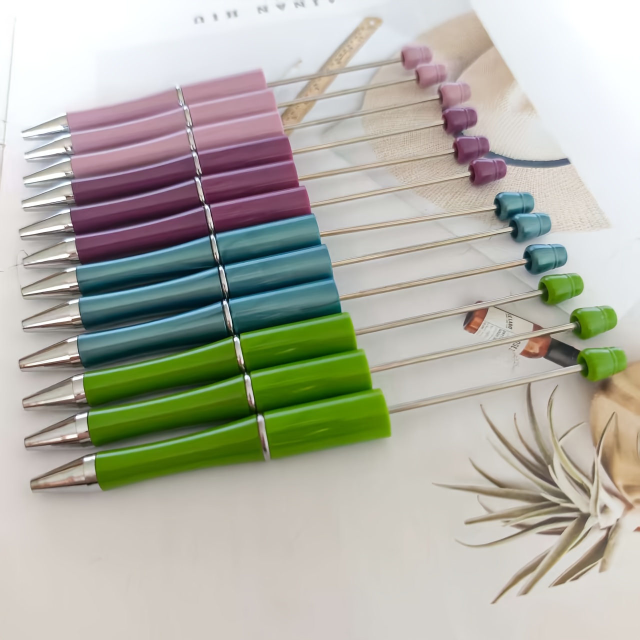 TEMU Willekeurige Kleur 12 stuks Kralen Pen, Super Bijpassende Kleur, Essentieel voor Terug naar School! Licht Luxe Hoge Schoonheidswaarde, Internet