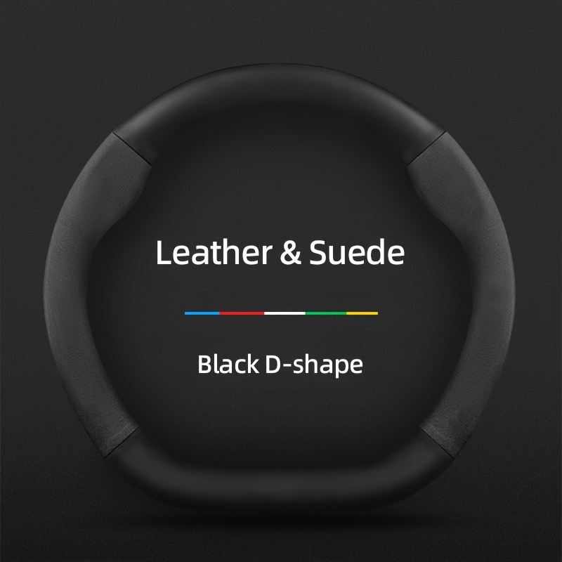 E-shop Matte Carbonfaser Textur Kunstleder Spliced Wildleder Lenkradabdeckung Durchmesser 38 cm/ 15 Zoll Geeignet für Runde und D-förmige Lenkräder mit