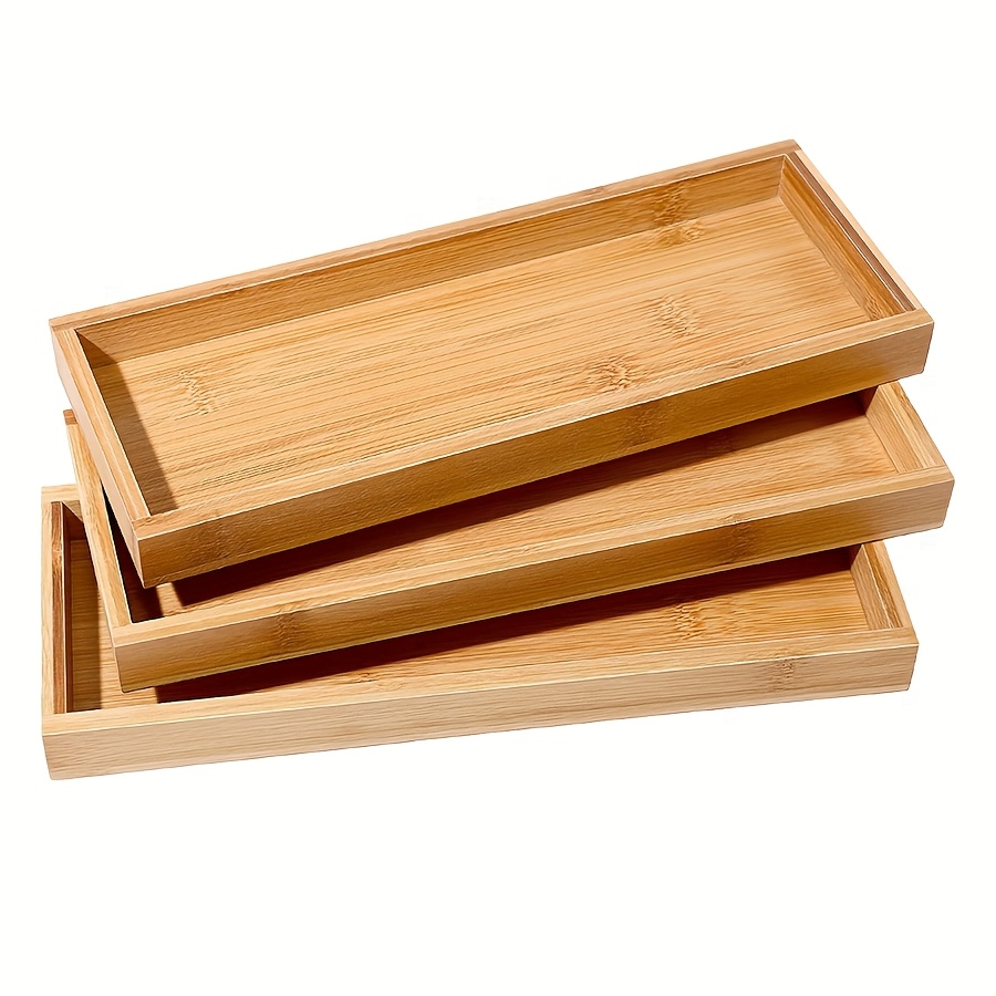 Image of 1pc/2pcs/3pcs Serving Tray Bathroom Organizer Decorative Multi Use Bathroom Counter Tray With Edges Vanity For Dresser Tissues Candles Jewelry, Cosmetics