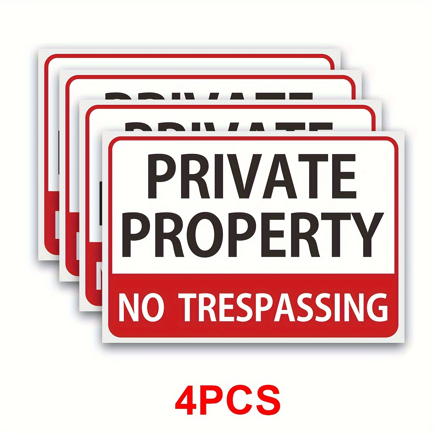 

4pcs " No Trespassing" Warning Stickers - , Uv-resistant Pvc With Red & White Lettering - Waterproof & For Indoor/outdoor Use On Gates, Cars, Boats, Gardens, Waterproof Pvc Stickers