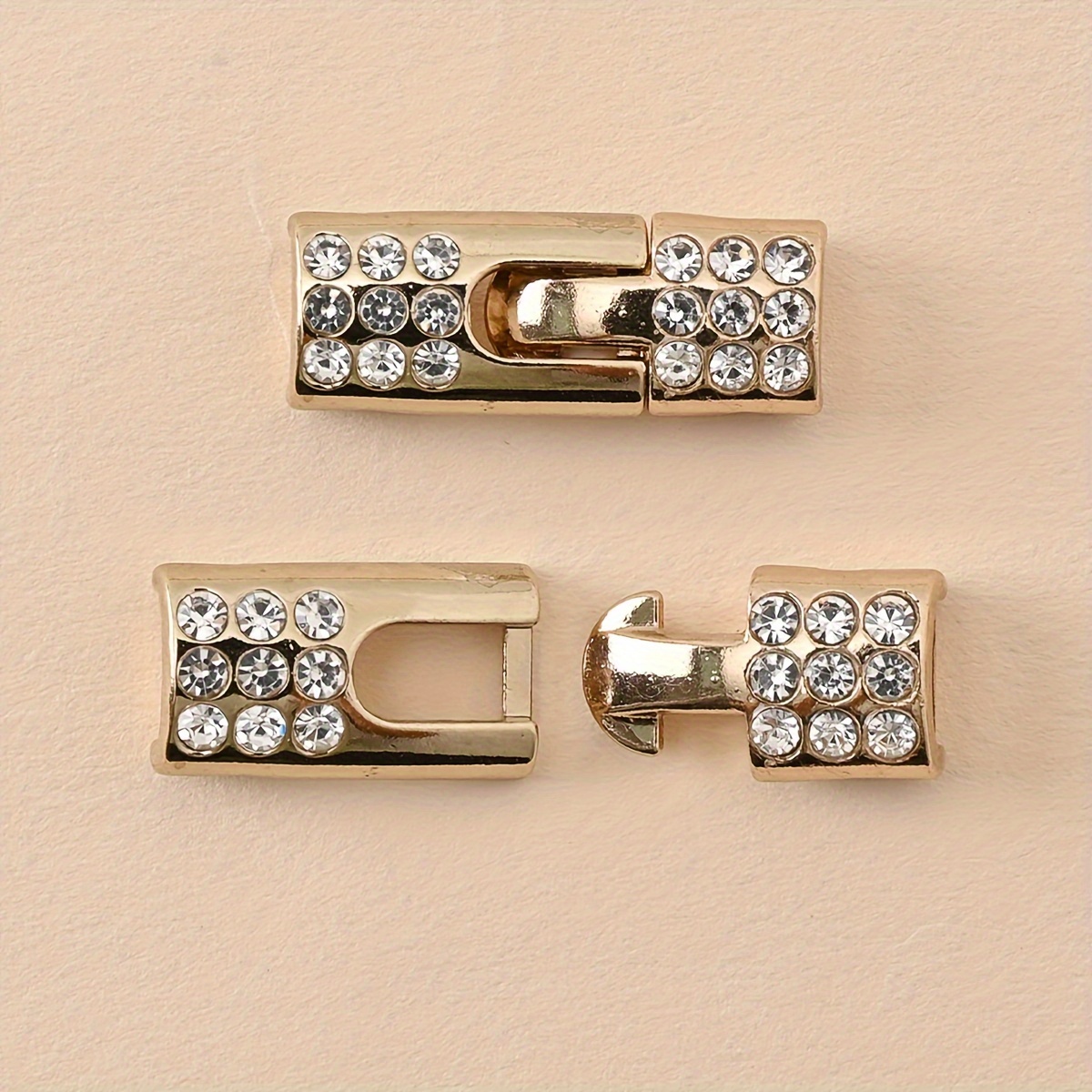 1Pair Rhinestone Shoe Buckles, Fashion Versatile Plastic Buckles Suitable for Elastic Shoelaces