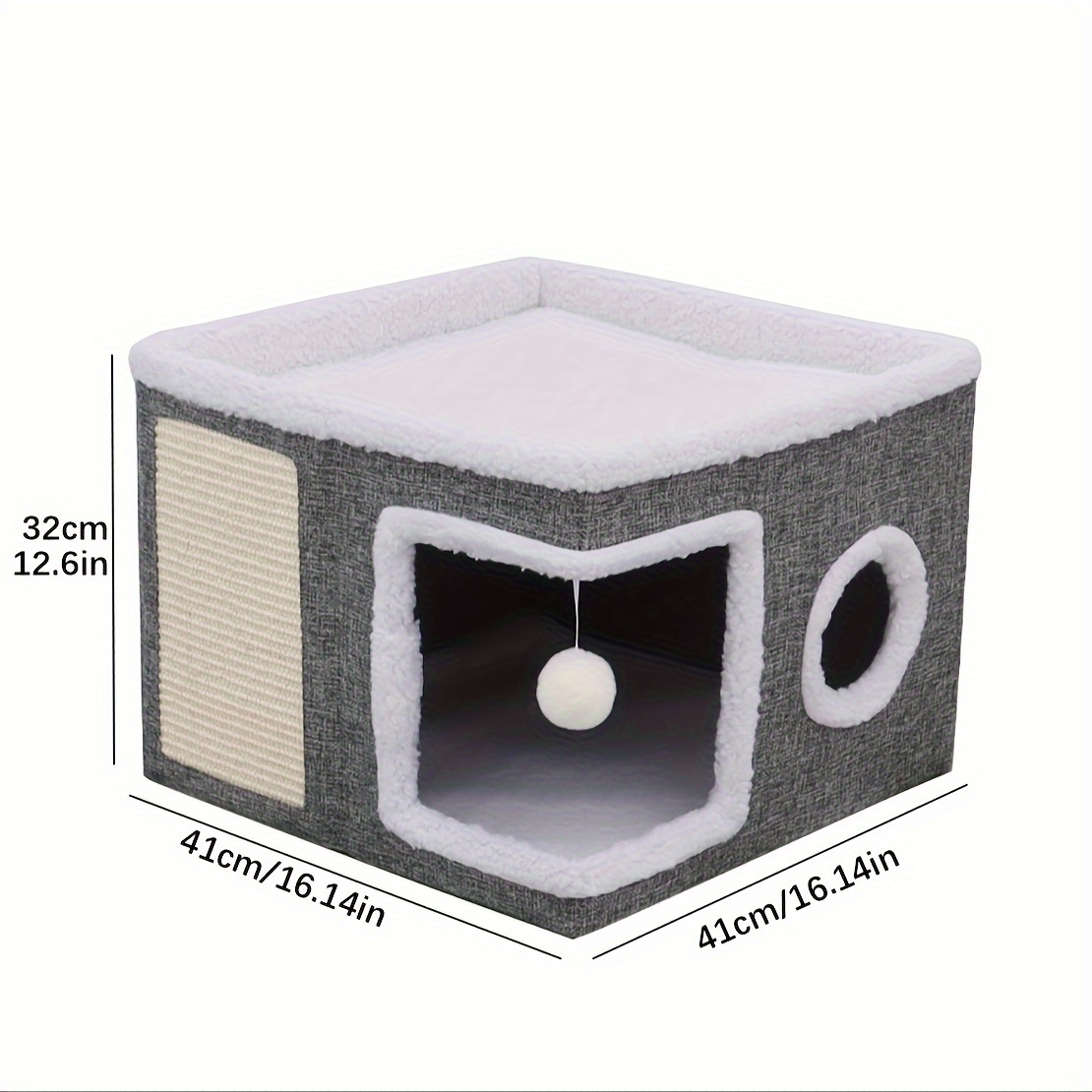 TEMU Pet Double Layered , Sisal Cat Villa, Large Closed Cat House-universal