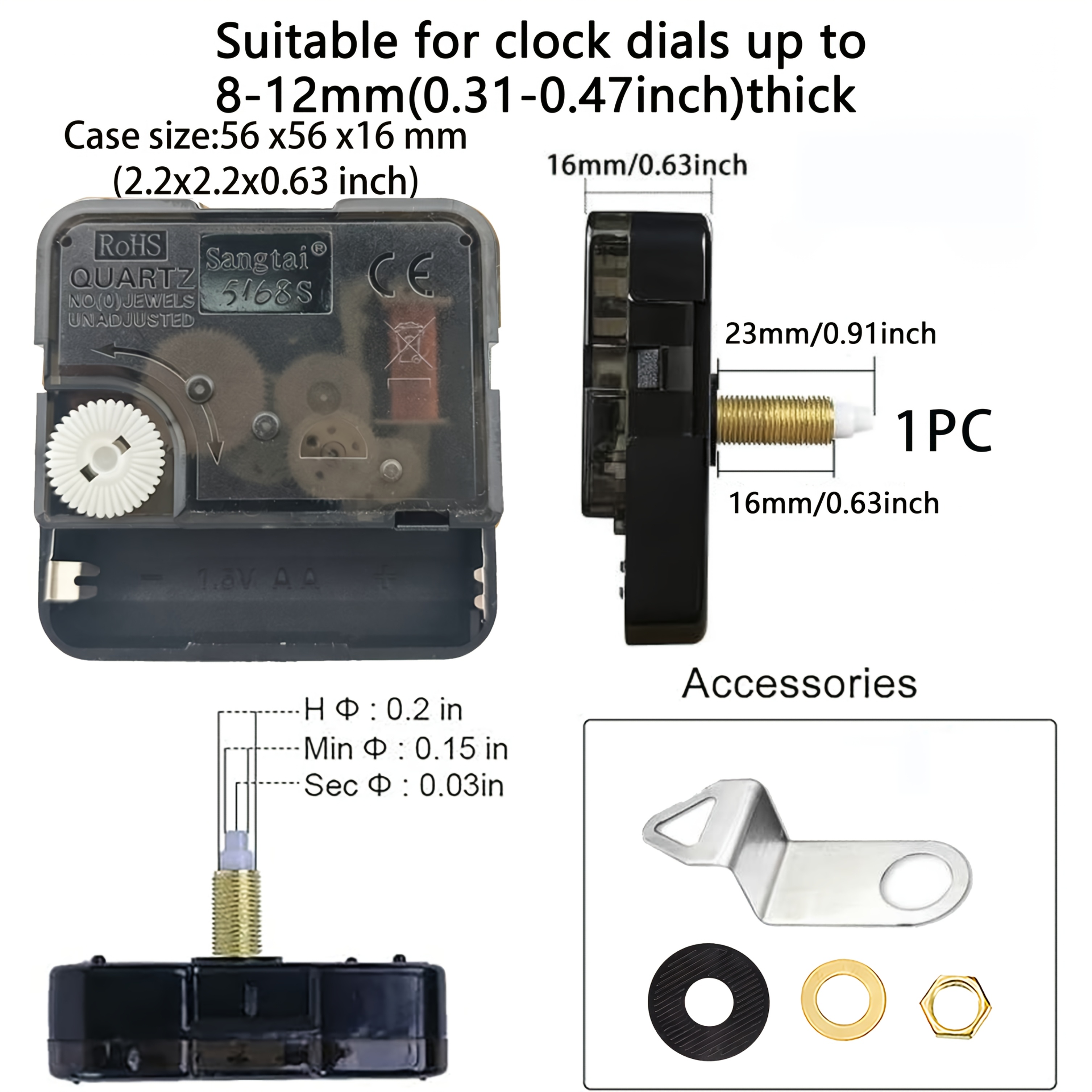TEMU Kit di parti di ricambio e riparazione fai da te per orologi, per la decorazione e ufficio, un regalo per gli appassionati di orologi, 1 set di