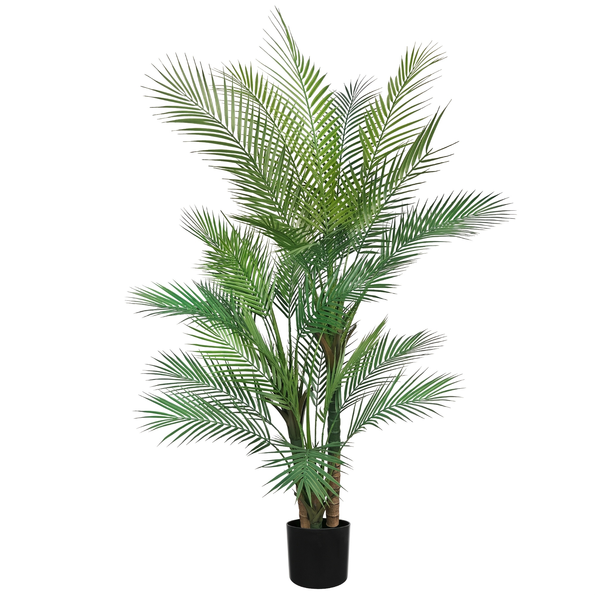 Image of Artificial Palm Tree With 33 Pe Leaves Uv Resistant, Tropical Plant With Dense Foliage And Realistic Triple Trunks For Living Room, Bedroom, Office, Balcony, Garden, Indoor Outdoor Modern Home Decor
